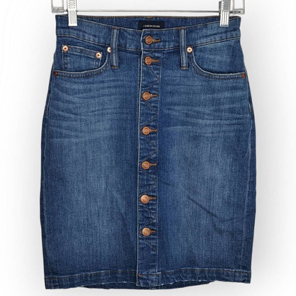 J. Crew Jeans Women's Button Front Denim Skirt size 24